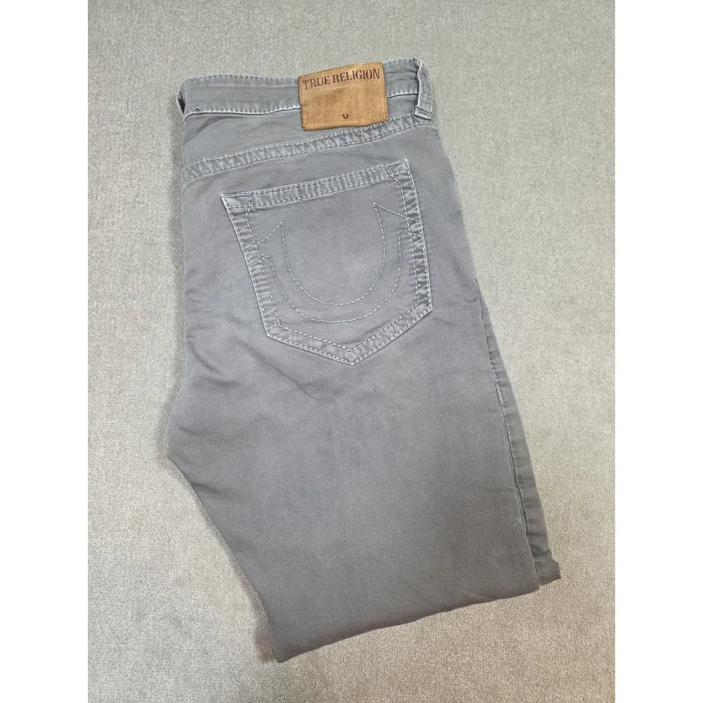 Men's Brown Geno Relaxed Slim True Religions Jeans Sz 40x32 Straight Leg Preppy